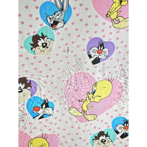 Vtg 1994 Warner Bros Fabric Curtain Panels Bugs Bunny Tweety Sylvester Y2K - Picture 3 of 6